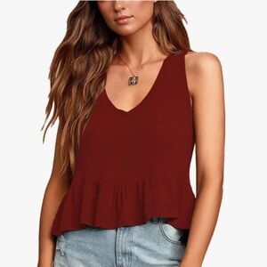 Honey Belle Red Deep V Cropped Tank Top